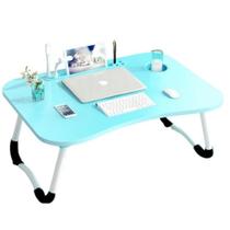 Mesa para notebook home office com usb ventilador iluminação cama sofa dobravel portatil azul - AUTOTOOLS