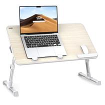 Mesa para notebook SAIJI ajustável e dobrável, acabamento teca Mesa para notebook SAIJI ajustável e dobrável, acabamento teca