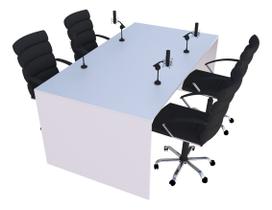Mesa para Podcast 100x134cm Branco - Linha Premium -1.1