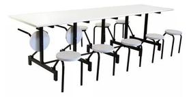 Mesa para Refeitório com 10 lugares com bancos Dobráveis Escamoteáveis