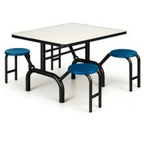 Mesa para Refeitório ESCAMOTEÁVEL 04 Lugares MDP Branco de 25 mm - Assento AZUL - 50404 Mesa para Refeitório ESCAMOTEÁVEL 04 Lugares MDP Branco de 25 mm - Assento AZUL - 50404