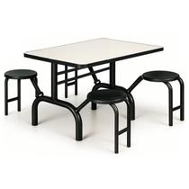 Mesa para Refeitório ESCAMOTEÁVEL 04 Lugares MDP Branco de 25 mm - Assento PRETO - 50401 Mesa para Refeitório ESCAMOTEÁVEL 04 Lugares MDP Branco de 25 mm - Assento PRETO - 50401