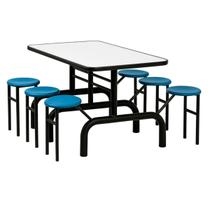 Mesa para Refeitório ESCAMOTEÁVEL 06 Lugares MDP Branco de 25 mm - Assento AZUL - 50601 Mesa para Refeitório ESCAMOTEÁVEL 06 Lugares MDP Branco de 25 mm - Assento AZUL - 50601