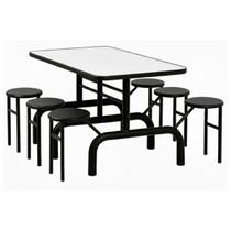 Mesa para Refeitório ESCAMOTEÁVEL 06 Lugares MDP Branco de 25 mm - Assento PRETO - 50604 Mesa para Refeitório ESCAMOTEÁVEL 06 Lugares MDP Branco de 25 mm - Assento PRETO - 50604