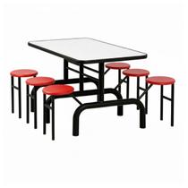 Mesa para Refeitório ESCAMOTEÁVEL 06 Lugares MDP Branco de 25 mm - Assento VERMELHO - 50603 Mesa para Refeitório ESCAMOTEÁVEL 06 Lugares MDP Branco de 25 mm - Assento VERMELHO - 50603