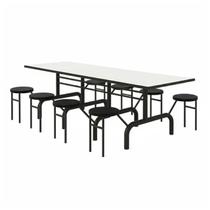 Mesa para Refeitório ESCAMOTEÁVEL 08 Lugares MDP Branco de 25 mm - Assento PRETO - 50804 Mesa para Refeitório ESCAMOTEÁVEL 08 Lugares MDP Branco de 25 mm - Assento PRETO - 50804