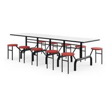 Mesa para Refeitório ESCAMOTEÁVEL 10 Lugares MDP Branco de 25 mm - Assento VERMELHO - 50904 Mesa para Refeitório ESCAMOTEÁVEL 10 Lugares MDP Branco de 25 mm - Assento VERMELHO - 50904