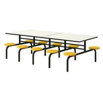 Mesa para Refeitório FIXA 10 Lugares MDP Branco de 25 mm - Assento AMARELO - 50105 Mesa para Refeitório FIXA 10 Lugares MDP Branco de 25 mm - Assento AMARELO - 50105
