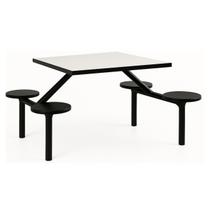 Mesa para Refeitório FIXA 4 Lugares MDP Branco de 25 mm - Assento PRETO - 50301 Mesa para Refeitório FIXA 4 Lugares MDP Branco de 25 mm - Assento PRETO - 50301