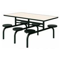 Mesa para Refeitório FIXA 6 Lugares MDP Branco de 25 mm - Assento PRETO - 50202 Mesa para Refeitório FIXA 6 Lugares MDP Branco de 25 mm - Assento PRETO - 50202