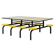 Mesa para Refeitório FIXA 8 Lugares MDP Branco de 25 mm - Assento AMARELO - 50102 Mesa para Refeitório FIXA 8 Lugares MDP Branco de 25 mm - Assento AMARELO - 50102