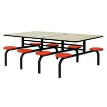 Mesa para Refeitório FIXA 8 Lugares MDP Branco de 25 mm - Assento VERMELHO - 50103 Mesa para Refeitório FIXA 8 Lugares MDP Branco de 25 mm - Assento VERMELHO - 50103