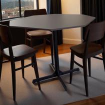 Mesa para Reunião e Cozinha com tampo 25mm Octogonal Realme 120x120cm Chumbo/Preto