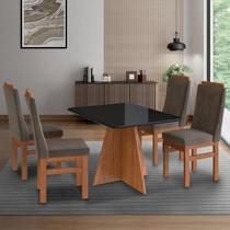 Mesa para Sala de Jantar 120x90cm com Vidro Lapidado Marrom/Canela/Preto Mesa para Sala de Jantar 120x90cm com Vidro Lapidado Marrom/Canela/Preto