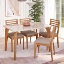 Mesa Para Sala De Jantar 130cm Vidro Temperado 4 Cadeiras