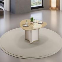 Mesa para Sala de Jantar 136cm Tampo Orgânico Curvo com Vidro Chanel