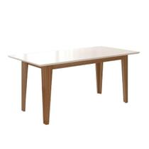 Mesa Para Sala De Jantar 160Cm Retangular Tampo Chanfrado Liz Poliman Carvalho Com Off White Mesa Para Sala De Jantar 160Cm Retangular Tampo Chanfrado Liz Poliman Carvalho Com Off White