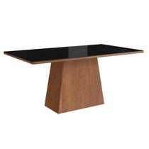Mesa para Sala de Jantar 160x90cm com Vidro Lapidado Preto/Canela Mesa para Sala de Jantar 160x90cm com Vidro Lapidado Preto/Canela