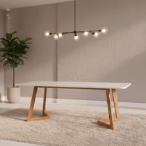 Mesa para Sala de Jantar 210cm com Vidro Caju Marrom/Off White