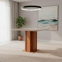 Mesa para Sala de Jantar 95cm Tampo MDF/Vidro Sophia Marrom/Cinamomo/Off White Mesa para Sala de Jantar 95cm Tampo MDF/Vidro Sophia Marrom/Cinamomo/Off White