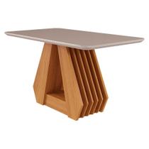 Mesa para Sala de Jantar Agata 130 x 80 cm com Tampo MDF/Vidro Cimol Nature/Off White 3 Mesa para Sala de Jantar Agata 130 x 80 cm com Tampo MDF/Vidro Cimol Nature/Off White 3