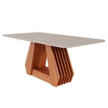Mesa para Sala de Jantar Agata 180 x 90 cm com Tampo MDF/Vidro Cimol Cinamomo/Off White