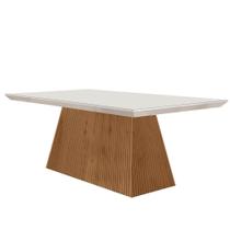 Mesa Para Sala De Jantar Aida 180cm Em Mdf E Vidro Off White