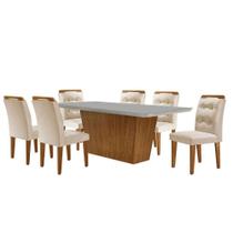 Mesa Para Sala De Jantar Aida Mdf 6 Cadeiras Moderna Veludo