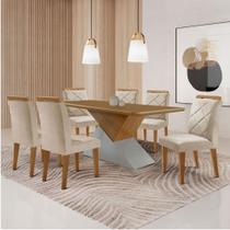 Mesa para Sala de Jantar Aster 180cm MDF Tampo Laminado Canto Copo e 6 Cadeiras Melissa Mesa para Sala de Jantar Aster 180cm MDF Tampo Laminado Canto Copo e 6 Cadeiras Melissa