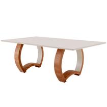 Mesa para Sala de Jantar Bali 220cm Madeira com Vidro Moderna Mobília