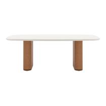 Mesa para Sala de Jantar com Vidro Lintz Branco/Off White/Caramelo/Canela Mesa para Sala de Jantar com Vidro Lintz Branco/Off White/Caramelo/Canela
