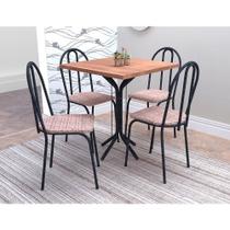 Mesa para Sala de Jantar / Cozinha Thais - Cromo Preto 4 Cadeiras Rattan - OG Móveis - Artefamol