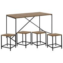 Mesa Para Sala de Jantar e 2 Banquetas Baixas Steel Quadra Vermont Base Preta - Artesano