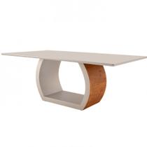 Mesa para Sala de Jantar Ellis 180cm Laminada em Madeira com Vidro Moderna Mobília