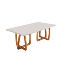 Mesa Para Sala De Jantar Flora 180cm Tampo Canto Moeda Laque Cinamomo Imbua/ Laqueado Off Mesa Para Sala De Jantar Flora 180cm Tampo Canto Moeda Laque Cinamomo Imbua/ Laqueado Off