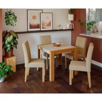 Mesa para Sala de Jantar Grace 90 x 90 cm 100% MDF e 4 Cadeiras Maia Cimol Nature/Off White/Gengibre