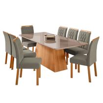 Mesa para Sala De Jantar Helena 210 x 100 cm e 8 Cadeiras Juliana Wood Cimol Madeira/Off White/Madeira/Joli Mesa para Sala De Jantar Helena 210 x 100 cm e 8 Cadeiras Juliana Wood Cimol Madeira/Off White/Madeira/Joli