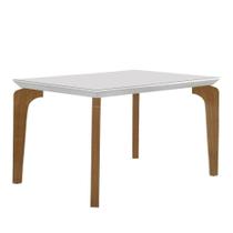 Mesa Para Sala De Jantar Liz 120cm Em Mdf E Vidro Off White/ Imbuia/ Serig. Off Mesa Para Sala De Jantar Liz 120cm Em Mdf E Vidro Off White/ Imbuia/ Serig. Off