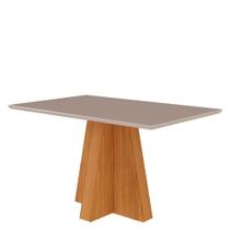 Mesa para Sala de Jantar Mesa Patricia 130 cm Vidro/Mdf Cimol Nature/Offwhite