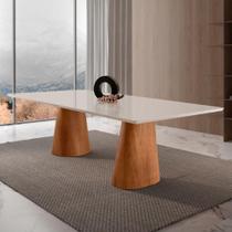 Mesa Para Sala De Jantar Noronha 220cm Madeira Com Vidro Mod Cinamomo Imbuia-off White Mesa Para Sala De Jantar Noronha 220cm Madeira Com Vidro Mod Cinamomo Imbuia-off White
