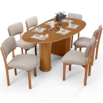 Mesa Para Sala de Jantar Ourense com 06 Cadeiras Sala de Jantar Dara L02 Bouclê Creme - Lyam Decor