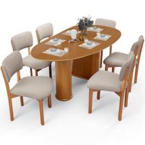 Mesa Para Sala de Jantar Ourense com 06 Cadeiras Sala de Jantar Dara L02 Bouclê Creme - Lyam Decor Mesa Para Sala de Jantar Ourense com 06 Cadeiras Sala de Jantar Dara L02 Bouclê Creme - Lyam Decor