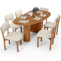 Mesa Para Sala De Jantar Ourense Com 06 Cadeiras Sala De Jantar Dara L02 Linho Champagne - Lyam Decor Mesa Para Sala De Jantar Ourense Com 06 Cadeiras Sala De Jantar Dara L02 Linho Champagne - Lyam Decor