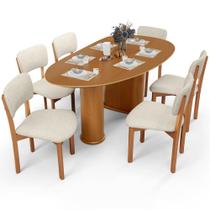 Mesa Para Sala de Jantar Ourense com 06 Cadeiras Sala de Jantar Dara L02 Linho Champagne - Lyam Decor Mesa Para Sala de Jantar Ourense com 06 Cadeiras Sala de Jantar Dara L02 Linho Champagne - Lyam Decor