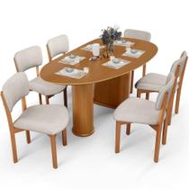 Mesa Para Sala de Jantar Ourense com 06 Cadeiras Sala de Jantar Dara L02 Linho Cru - Lyam Decor Mesa Para Sala de Jantar Ourense com 06 Cadeiras Sala de Jantar Dara L02 Linho Cru - Lyam Decor