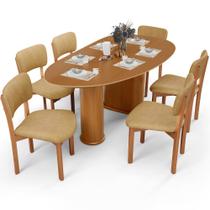 Mesa Para Sala de Jantar Ourense com 06 Cadeiras Sala de Jantar Dara L02 material sintético Fendi - Lyam Decor