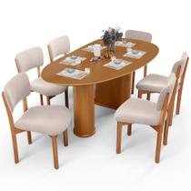 Mesa Para Sala de Jantar Ourense com 06 Cadeiras Sala de Jantar Dara L02 Suede Bege - Lyam Decor Mesa Para Sala de Jantar Ourense com 06 Cadeiras Sala de Jantar Dara L02 Suede Bege - Lyam Decor