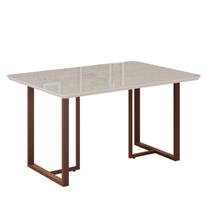 Mesa para Sala de Jantar Retangular 120x90cm MDF com Vidro Lunna Branco/Marrom/Off White Mesa para Sala de Jantar Retangular 120x90cm MDF com Vidro Lunna Branco/Marrom/Off White