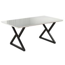 Mesa para Sala de Jantar Retangular 160x90cm MDF com Vidro Império Branco/Preto Fosco/Off White Mesa para Sala de Jantar Retangular 160x90cm MDF com Vidro Império Branco/Preto Fosco/Off White