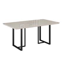 Mesa para Sala de Jantar Retangular 160x90cm Mdf com Vidro Lunna Branco Preto Fosco/Off White